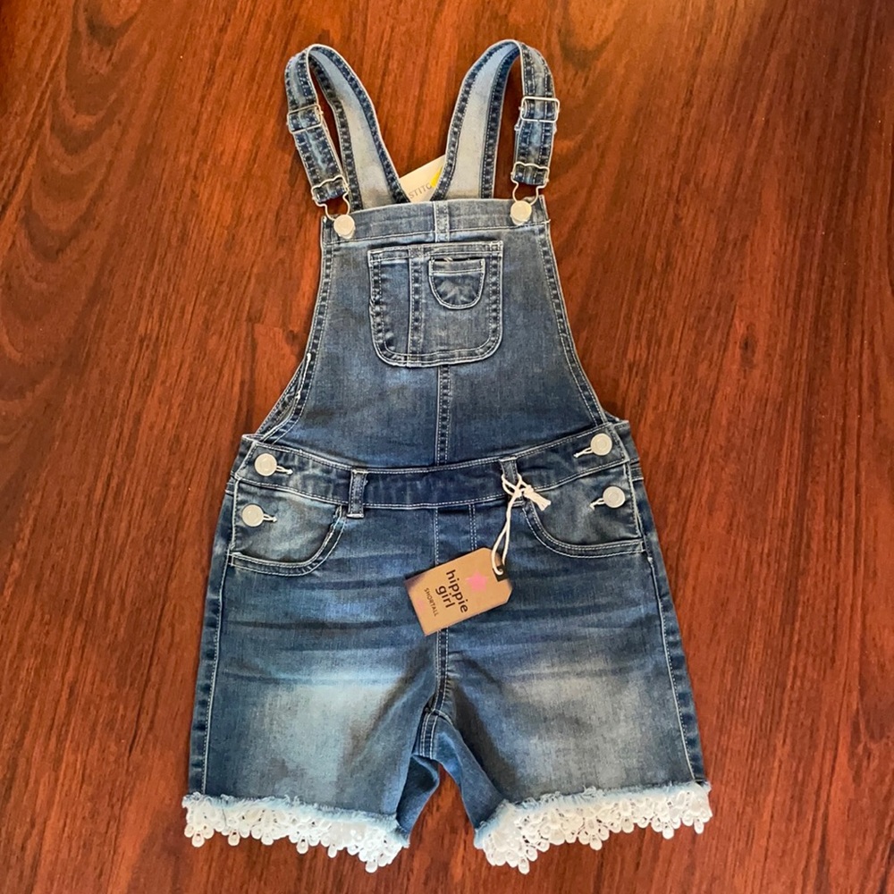 Girls Overall shorts Bina Lace cuff shortall